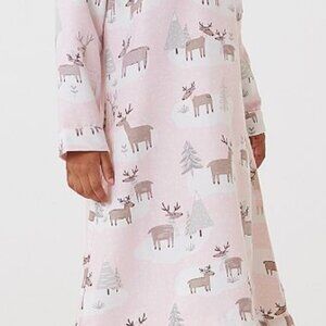 Pottery Barn Kids Winter Woodland Flannel Nightgown - Blush